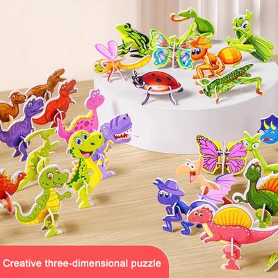 25 шт./компл. детская 3D-головоломка, игрушка, мультяшное животное, динозавр, головоломка, самолет, познавательная 3D-игра, сборка, образовательный набор для малышей