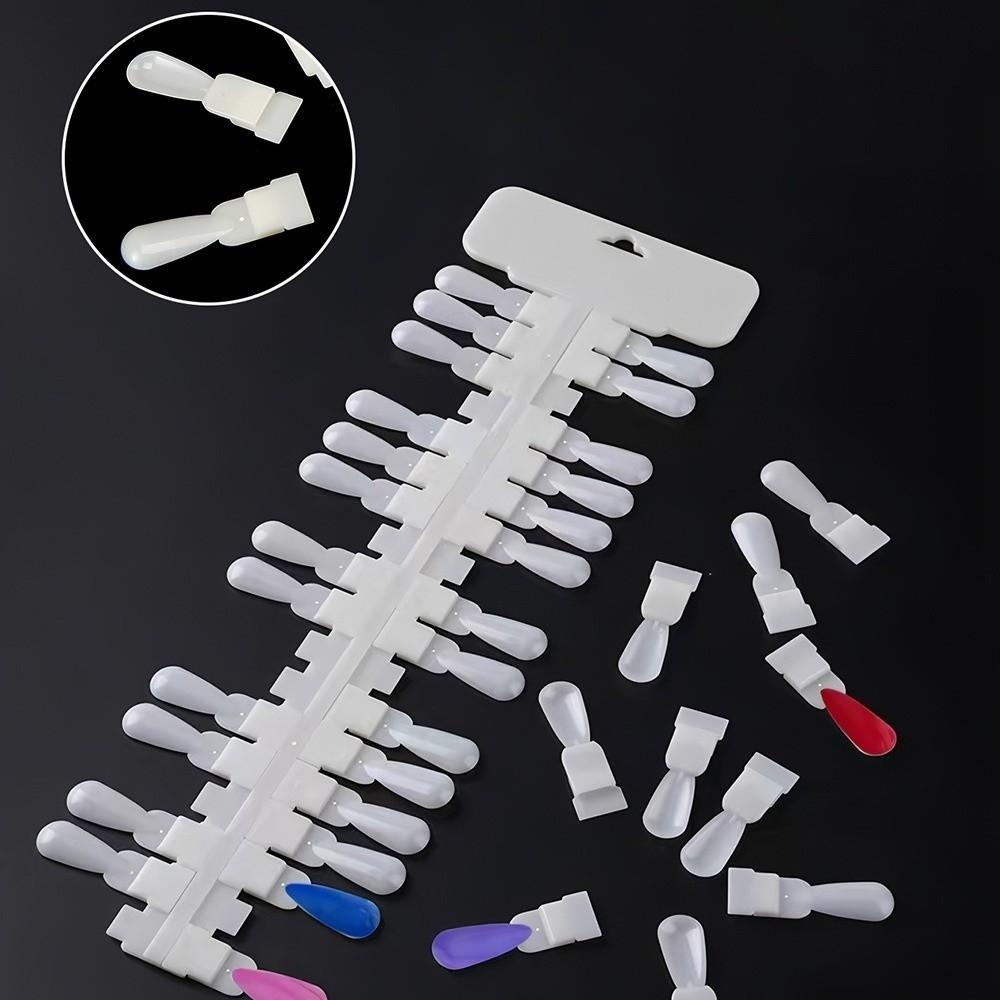 36pcs Set Natural Color False Nail Tips Teardrop Design Manicure Practice Board Gel Polish Display