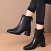 Туфли на плоской подошве, Полусапожки, Женские универсальные одинарные ботинки, Новые ботинки с квадратным носком и массивным каблуком, Женская обувь