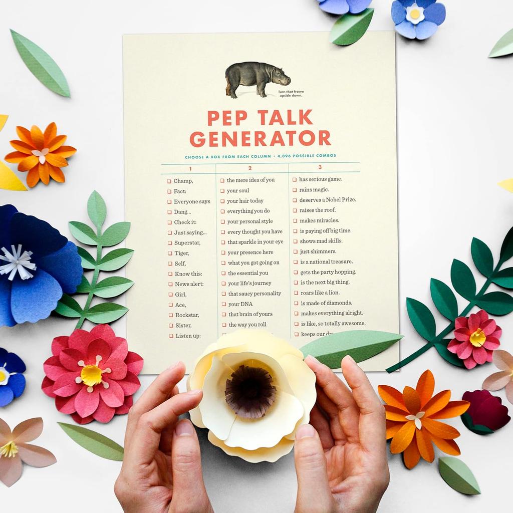 RACCOON SOCIETY Pep Talk pirational Wall Art Print - 8x10 Funny Motivational Sentence Generator Gift - Ready to Frame - Fun for friends, family,