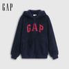 GAP Unisex Contrast Logo Loose Fit Fluffy Hooded Sweatshirt