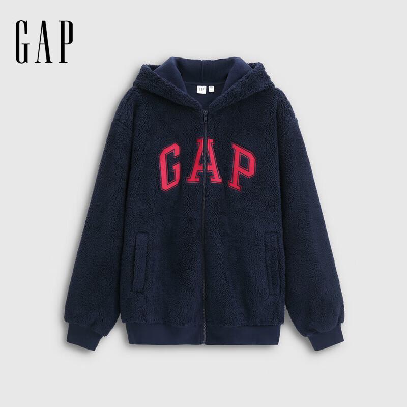 GAP Unisex Contrast Logo Loose Fit Fluffy Hooded Sweatshirt