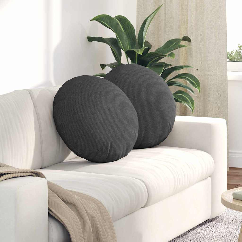 Seat Cushion 2 pcs Dark Grey Ø50 x 19 cm Cord Fabric