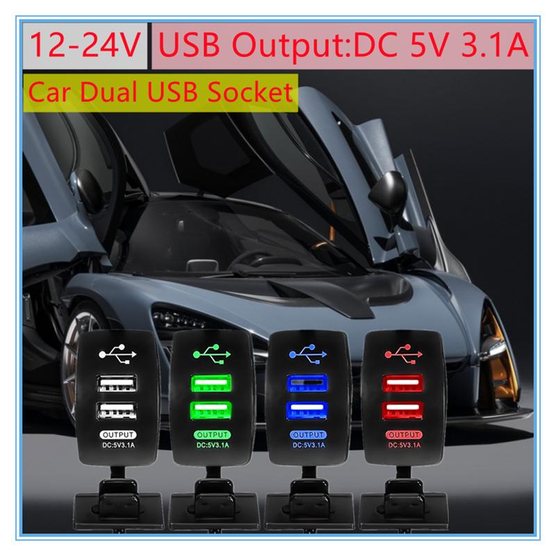 Автомобильное зарядное устройство с двумя разъемами USB 12-24 В, адаптер питания 3,1 А, выход 5 В с 5-цветной светодиодной подсветкой для всех телефонов Toyota Skoda