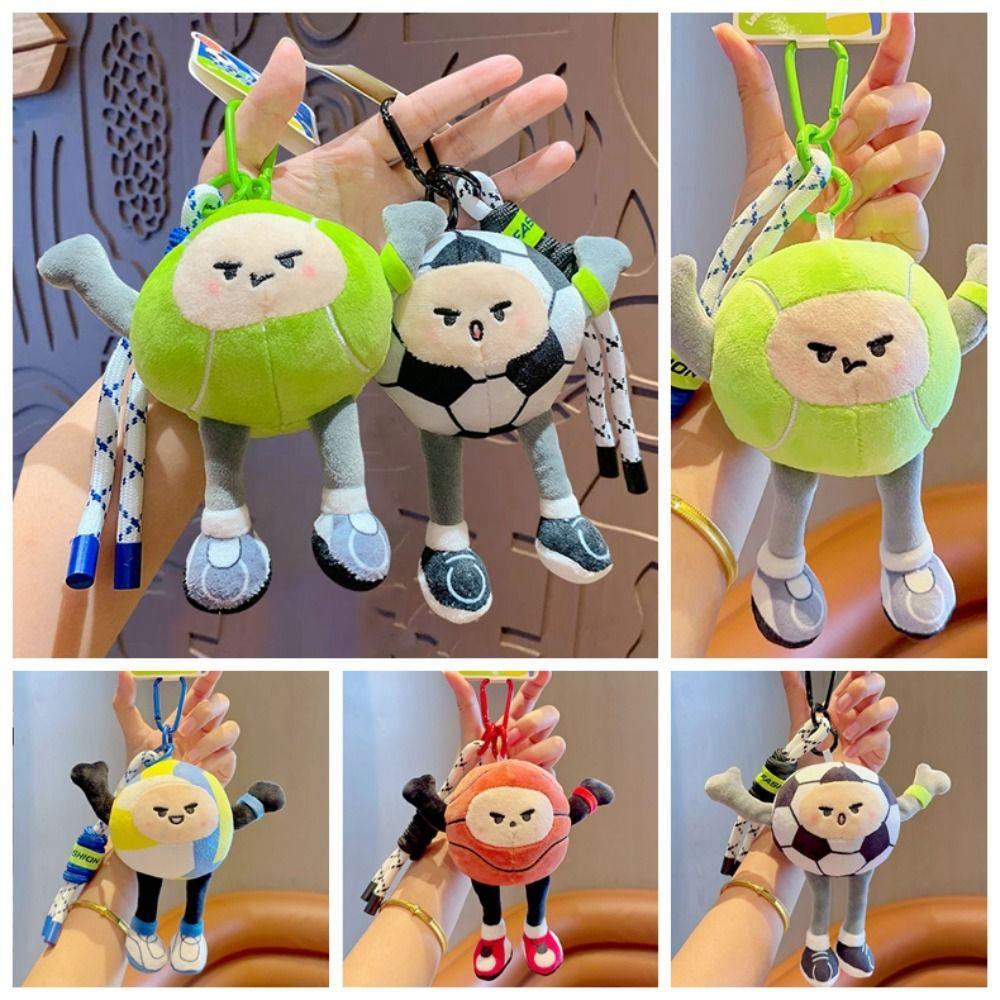 Basketball Baseball Basketball Plush Toy Keychain Football Plush Key Ring Female Lady Girl