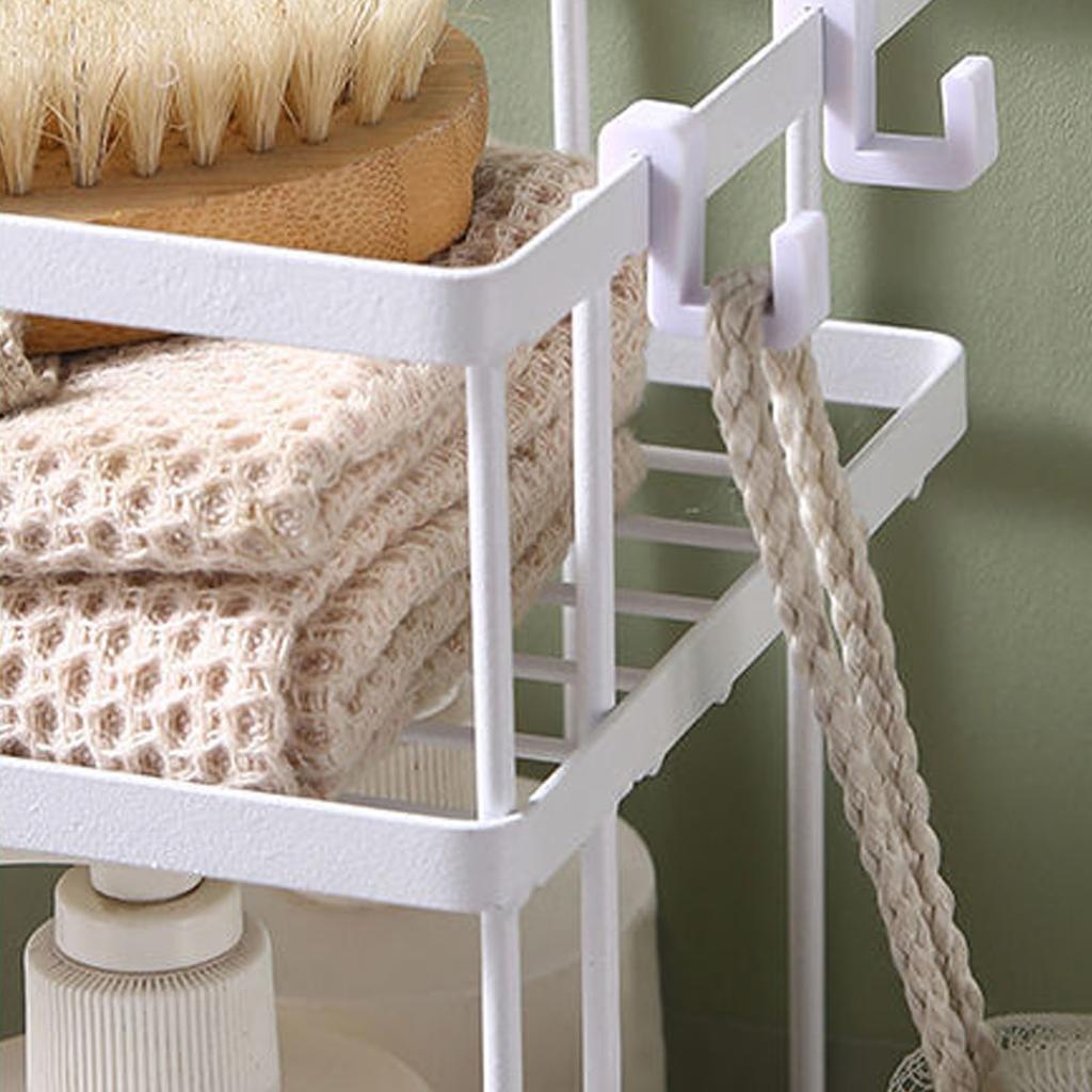 Toilet Shelf Thickening Waterproof Large Capacity Nail Free Installation Iron Over Toilet Bathroom Organizer Double