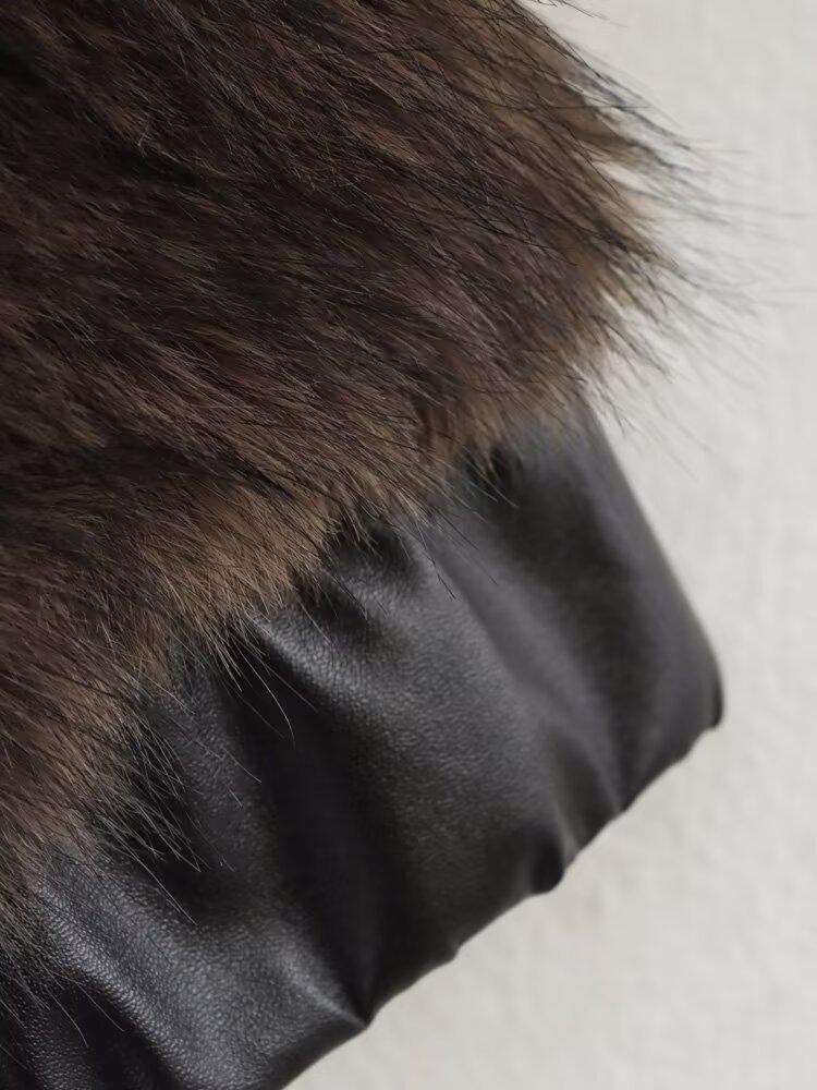 Женская мода 2024 года: Плюшевое пальто из искусственной кожи в европейском и американском стиле