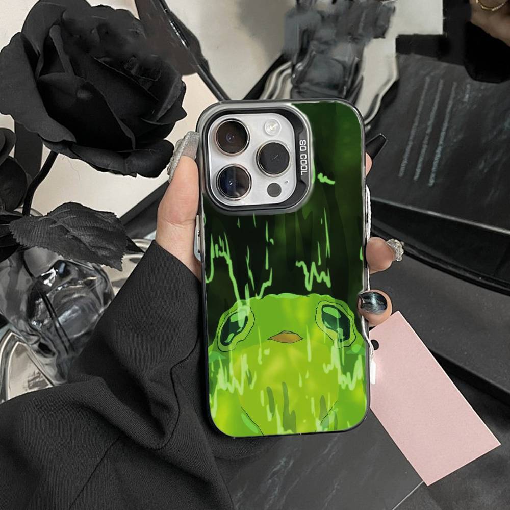 Мультяшный чехол для телефона с лягушкой для iPhone17, 16,15,14,13,12 Pro Max Черный Конфетный Матовый Ударопрочный Чехол
