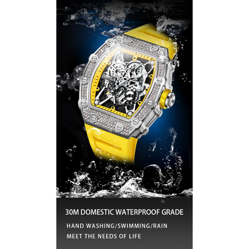 Новые мужские часы ONOLA Fashion Luxury Diamond Inquartz Design Водонепроницаемые кварцевые часы с лентой для мужчин
