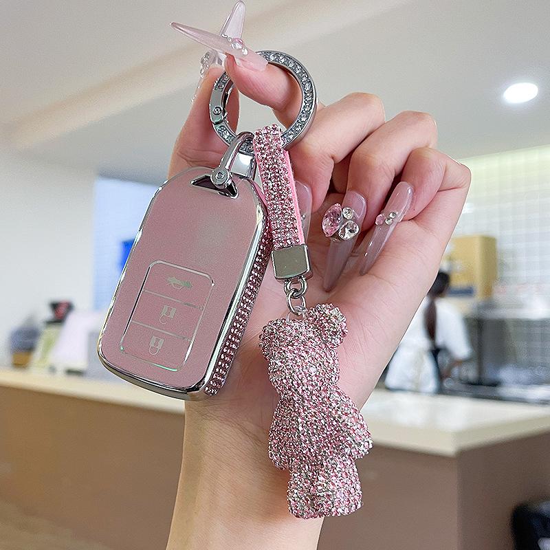 Premium Women's Car Key Case for Honda Accord, Civic, CR-V, Fit, Odyssey, Vezel, Lingpai, and XR-V