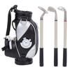 Mini Desktop  Golf Bag Pen Clock  Zinc Alloy PU Leather with Golf Pens Souvenir Set GiftBlack