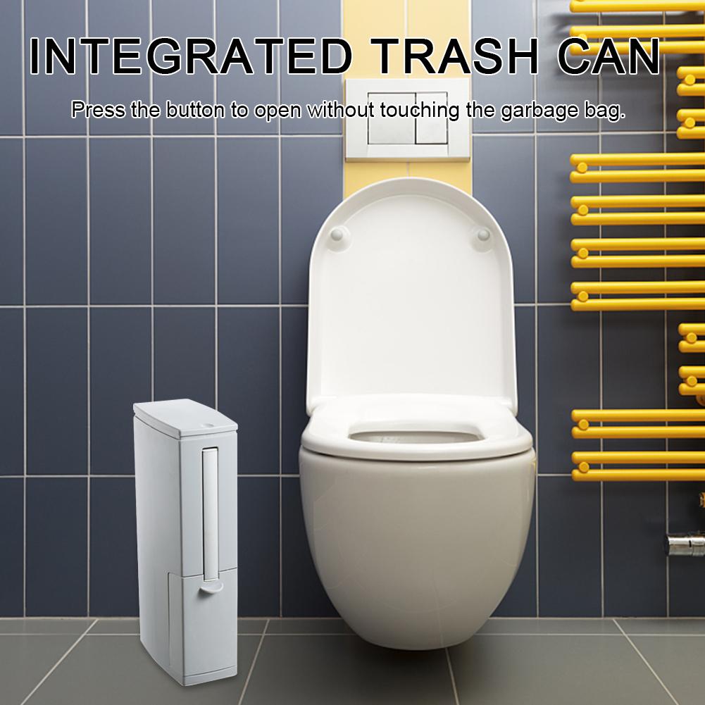 Элегантный и компактный комплект туалетной щетки со встроенным мусорным баком, бесконтактным управлением и двумя ведрами для гигиены