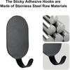 Sticky Adhesive Hooks for Hanging, Stainless Steel Hooks, Key Hooks, Towel Hooks, Coat Hooks, Command Hooks Wall Mount Hanger Door Hook Kitchen