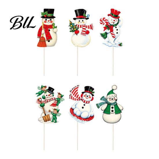Outdoor Yard Signs 6 Pcs Large Christmas Tree Picks, Wooden Santa Snowman Gingerbread Ornaments, Xmas Decorations Topper Decoration for Winter,