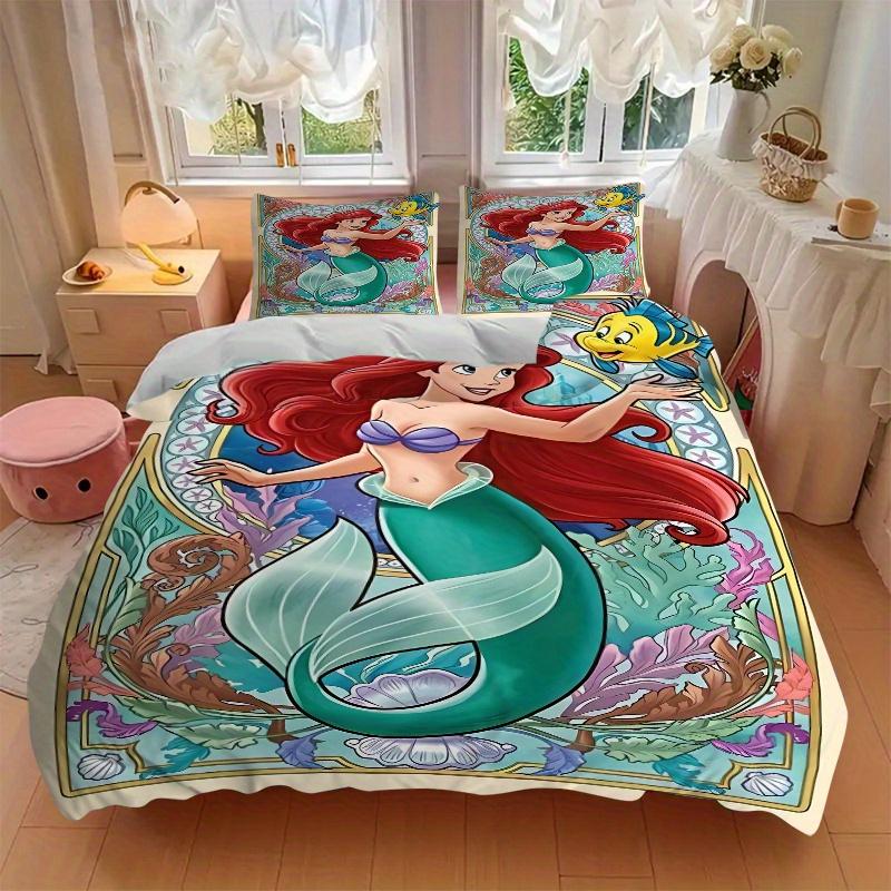3pcs Princess Ariel Bedding Set - 1 Soft Quilt Cover + 2 Pillowcases, Machine Washable - Suitable for All Seasons, Perfect Gift for Family and Fr