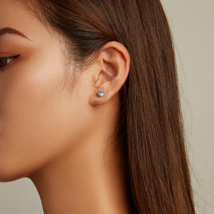 S925 Sterling Silver Heart Zircon Ear Stud Women Earrings