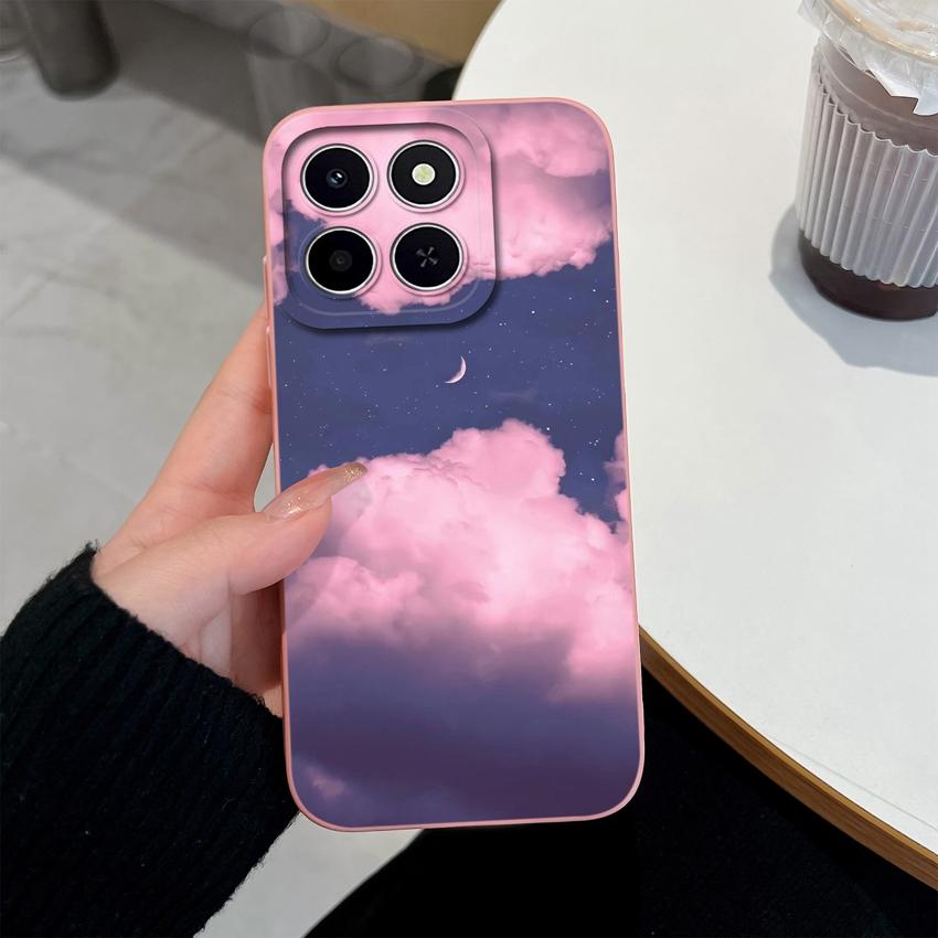 Для Huawei Honor X6C X7C 400 Pro Lite Чехол для телефона Милые розовые облачные узоры Жидкий силикон Недавно обновленные Противоударные Защитные чехлы Для Huawei Чехол
