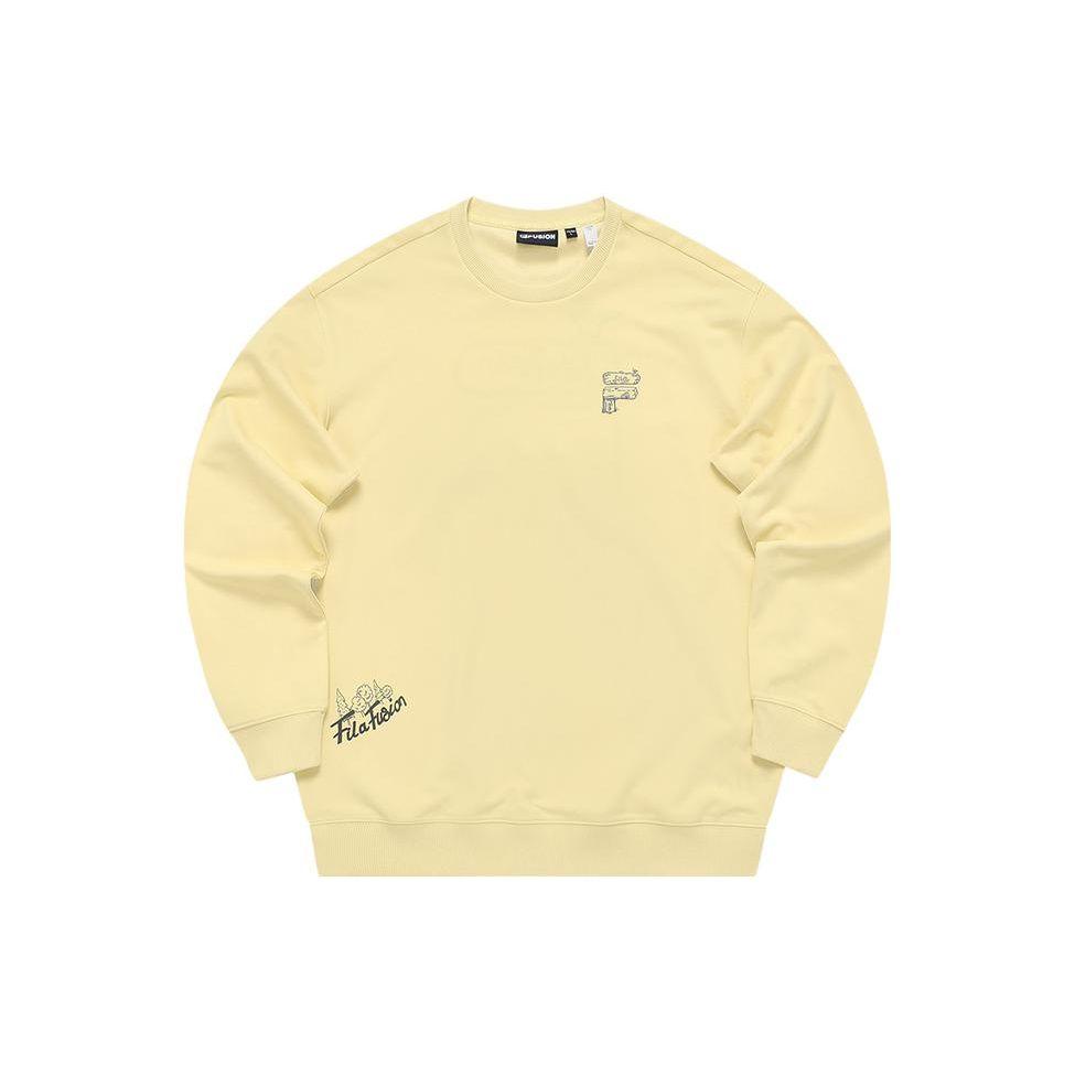 Fila Fusion Серия FOB Письмо Круглый вырез Свитшот Свободный Толстовка Унисекс толстовка Сырно-желтый T11U333206FYE