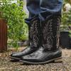 Мужские ковбойские сапоги в стиле вестерн, зимние кожаные ботинки с вышивкой, высокие ботинки, обувь для пар, легкие, удобные, размер плюс 48