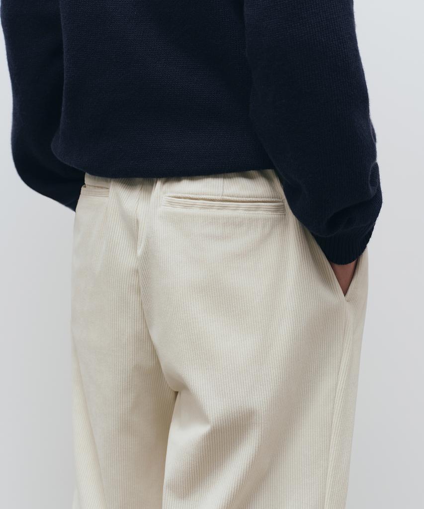 MUSINSA STANDARD 8W Corduroy One-Pleat Wide Elastic Pants [Cream]