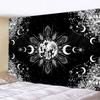 Black and white moon Mandala tapestry Bohemian decoration wall hanging bedroom psychedelic scene starlight art home