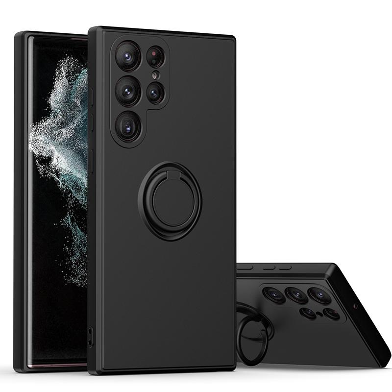 S24 Ultra 5G Magnetic Ring Phone Folding Stand Cover For Samsung Galaxy S24 S25 S23 Ultra Plus S21 FE Liquid Silicone Matte Case