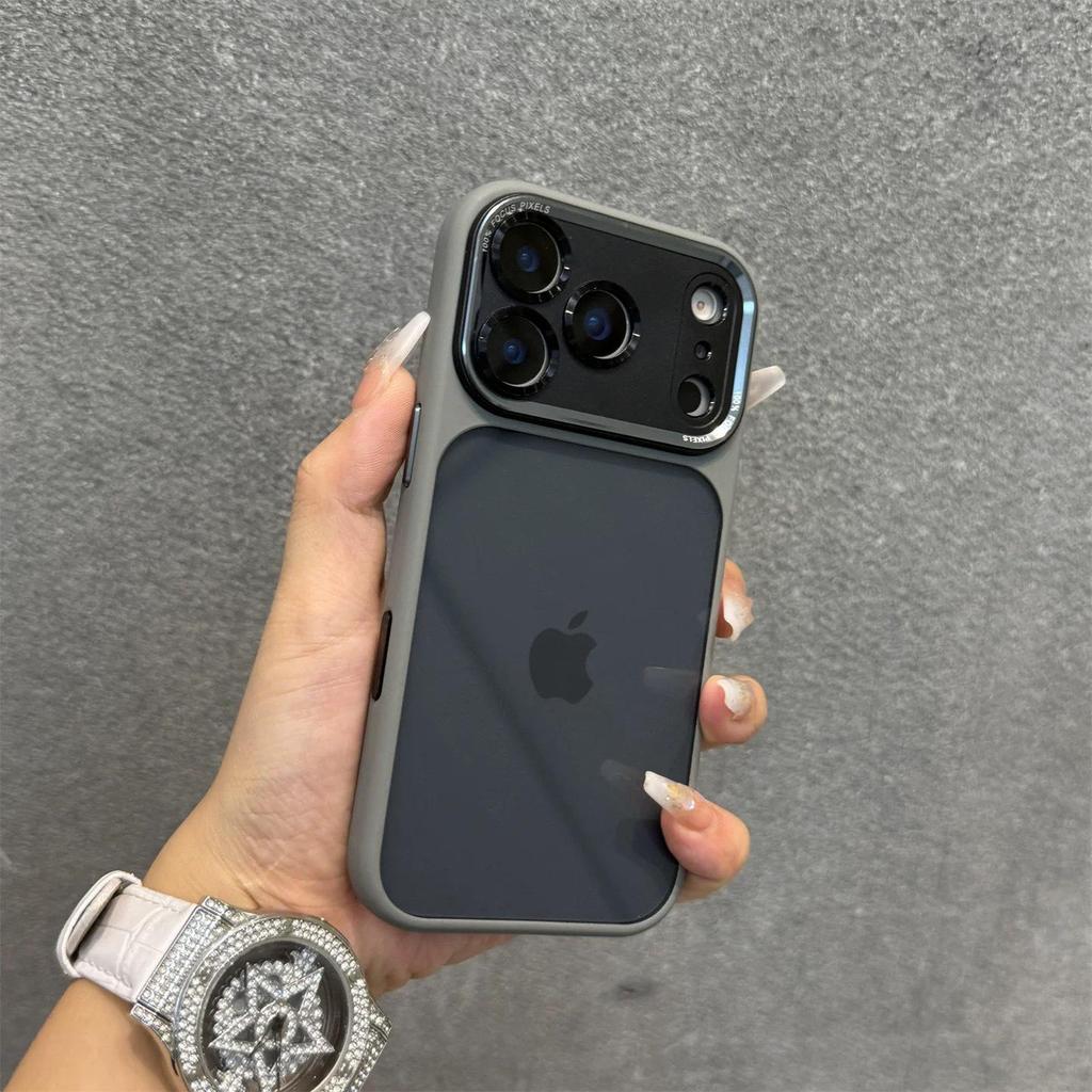 Прозрачный металлический чехол Jingdun с защитой линз для iPhone 16/17 Pro/Pro Max