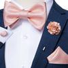 Mens Fashion Tie Green Bow Tie with Boutonniere Adjustable Tie Set Hanky Cufflinks for Wedding Party