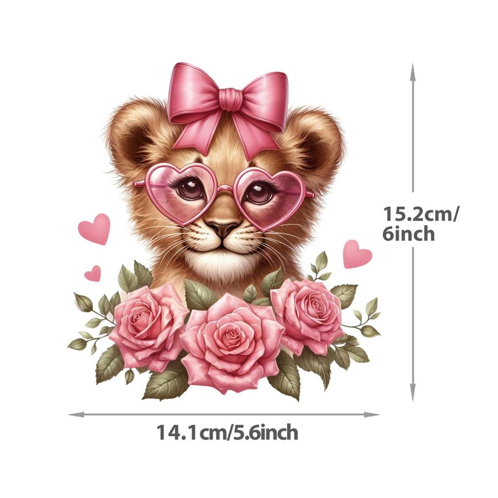 Animal Flowers Thermal Patches Clothing Cartoon Deer Cat Tiger Thermal Press Vinyl Hoodies Tops Washable Diy Thermal Stickers