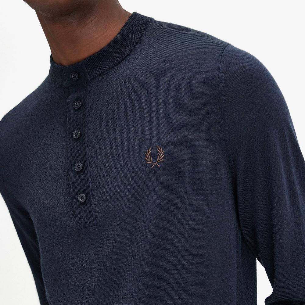 Fred Perry [Острый] Тонкий вязаный лонгслив с длинным рукавом и воротником-хенли (608) Afpm243K535-608
