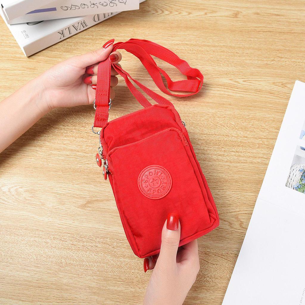 Women's Nylon Multipurpose Bag: Crossbody, Mobile, Coin Purse, Wrist & Neck Bag for Running