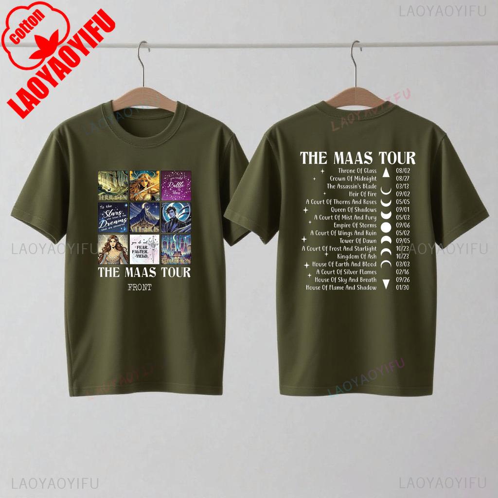 Сара Дж. Маас SJM Мерч Мировой Тур Футболка Престол Стекла Атрибутика Фаната Сумерки Мода Повседневный Комфорт Хлопковые Футболки
