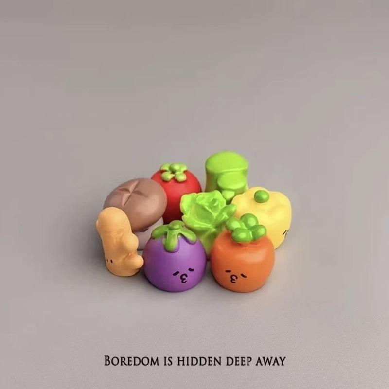Мини-фигурки овощей в стиле каваи, милые японские смоляные настольные украшения, средство от скуки для офисного компьютерного рабочего стола