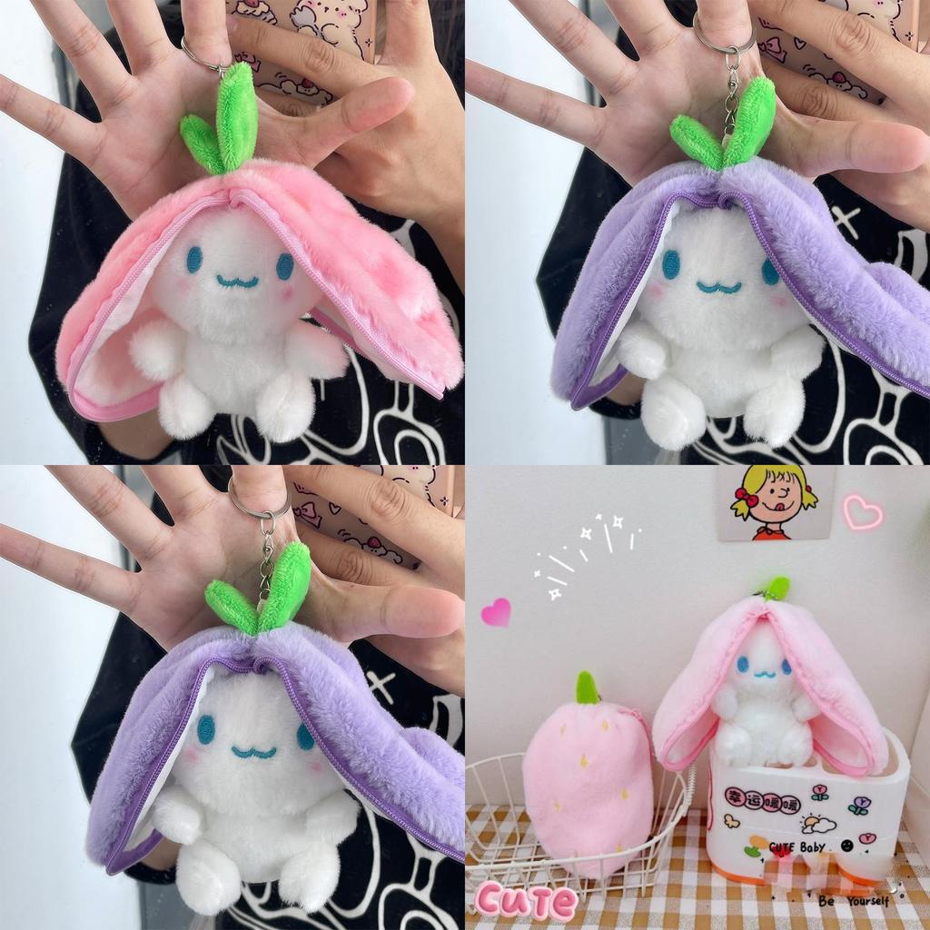 Adorable Fruity Rabbit Plush Keychain Cute Pineapple Grape Strawberry Carrot Dolls