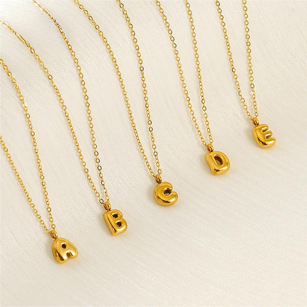 Золотая подвеска с маленьким пузырьком из 26 букв из нержавеющей стали, дамы и господа