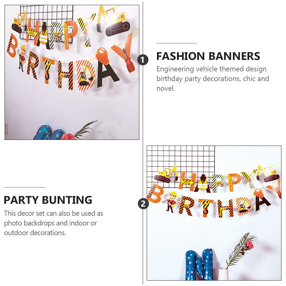 2 шт. Инженерная машина вытягивает цветы С Днем Рождения Баннер Украшения Строительство Fornite Орнамент Дом Ребенок