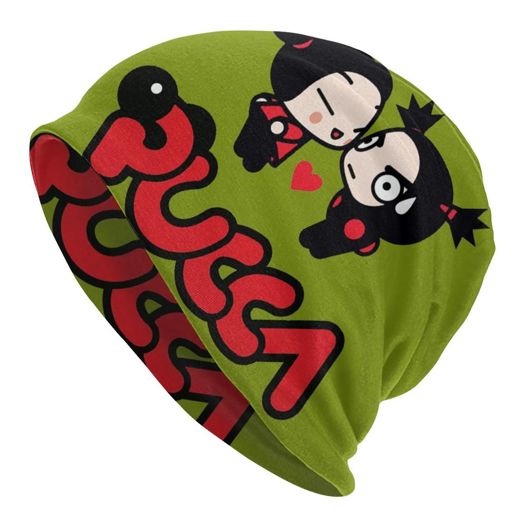 Женская шапка-бини с напуском в стиле аниме Pucca, унисекс, с персонажами мультфильмов, модные вязаные шапочки Skullies, шапка для зимних лыж