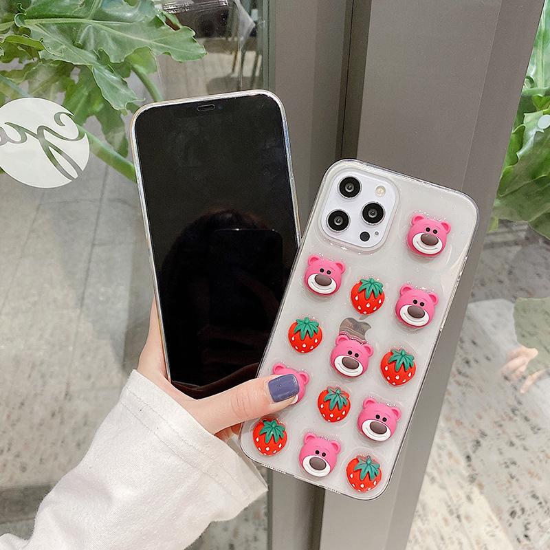 Для iPhone 17 Pro Мультяшный чехол для телефона с эффектом стекающей краски Apple 16 Plus Медведь 15 Прозрачный 14 Блестящий 13