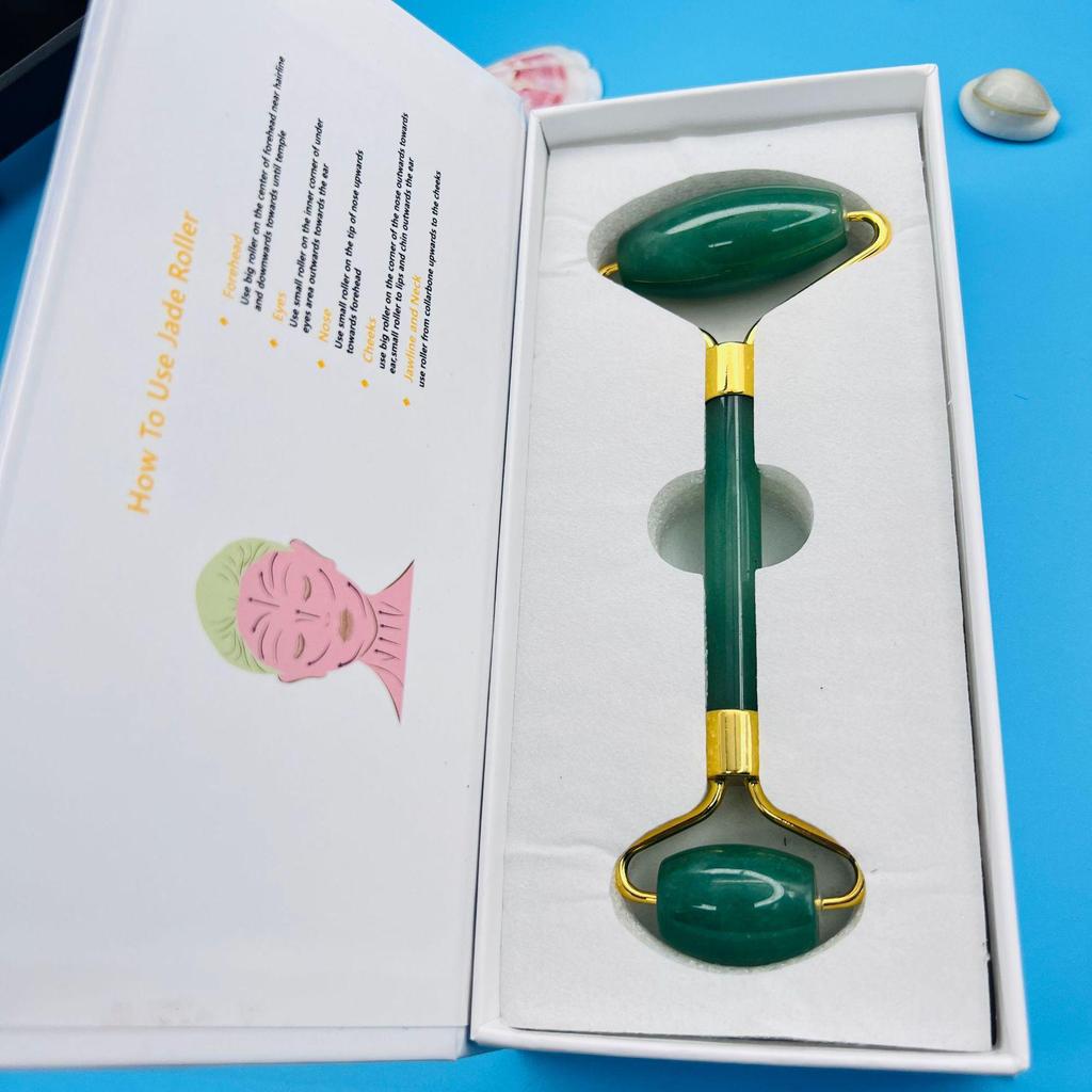 Массажер для лица из розового кварца с двойной головкой