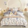 3pcs Floral Print Washed Cotton Duvet Cover Set Comfy Simple Korean Style Soft Breathable Home Bedroom Bedding Set No Filler