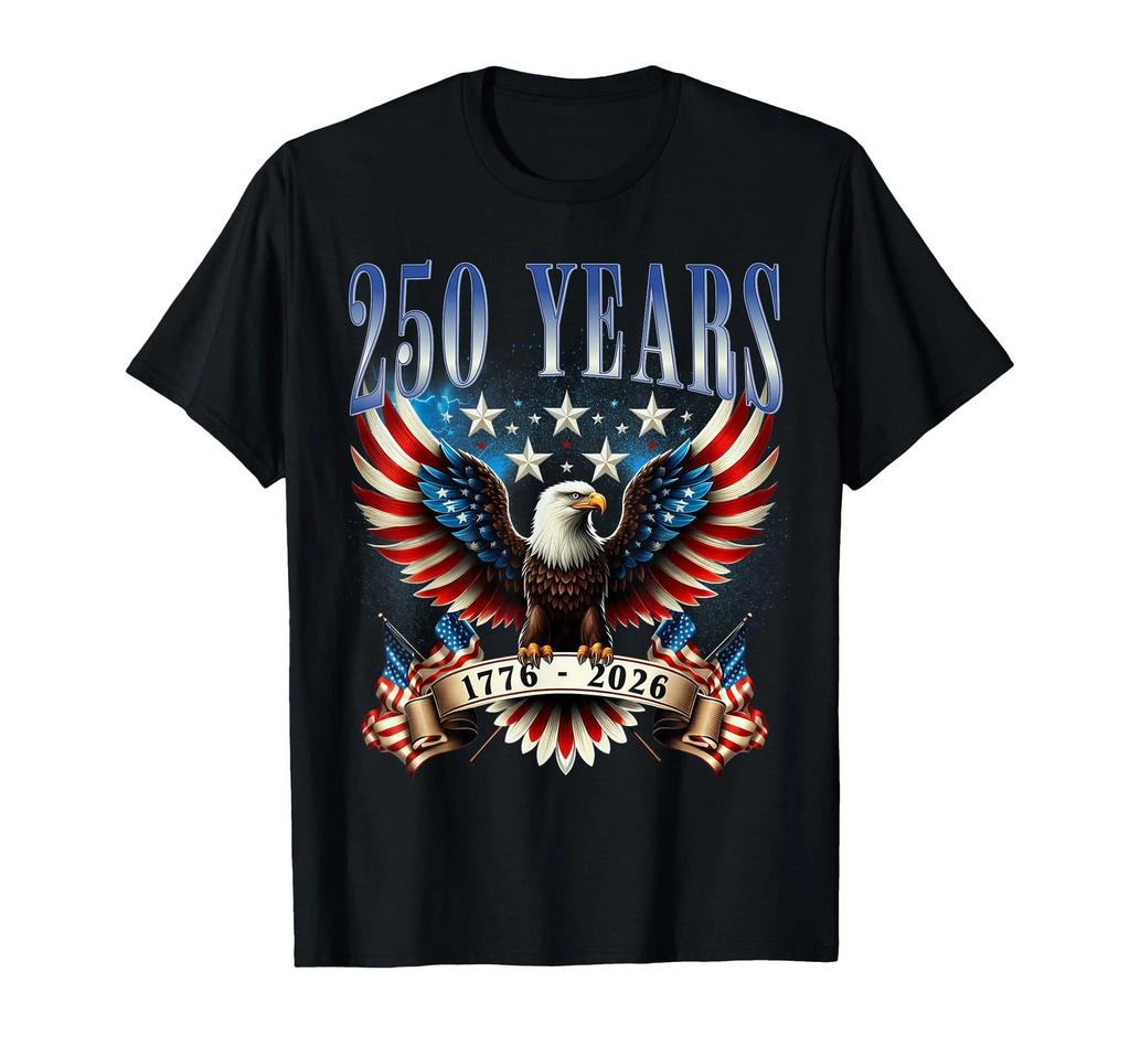 4th of July American Flag Eagle Vintage 250 Years 1776 2026 T-Shirt