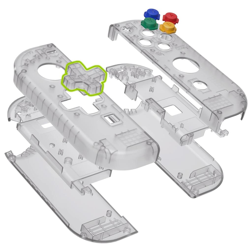 EXtremeRate Switch совместим с и Switch OLED Прозрачный корпус ручного контроллера с полным набором кнопок и чехлом для консоли, не Joy-Con