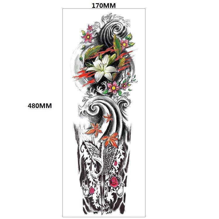 Водонепроницаемая татуировка на всю руку с изображением головы льва и тигра, большой узор, цветочная татуировка на руку, большой узор, переносимая водой, наклейка с ветром