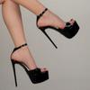 Women's Black Sandals Platform Summer Shoes 2025 Sexy High Heels Luxury Strap Party Dance Fetish Stripper Shoes Ladies Big Size