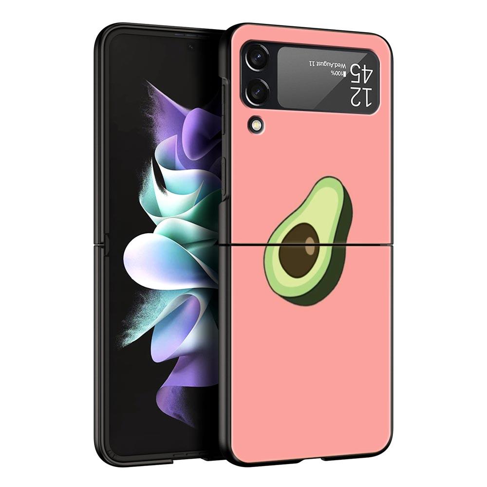 Милый чехол для телефона с авокадо и йогой для малышей для Samsung Z Flip3 Flip4 Flip5 Shell для Z Flip 3 Flip 5 4 5G Черная жесткая складная задняя крышка