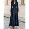 Women S Plaid Suit Style Long Sleeve Long Dress For Commute