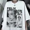 FELIX Дети-бездомные K-pop Дизайн Футболка Унисекс Короткий рукав Хлопок Высококачественная Женская Мужская Уличная одежда