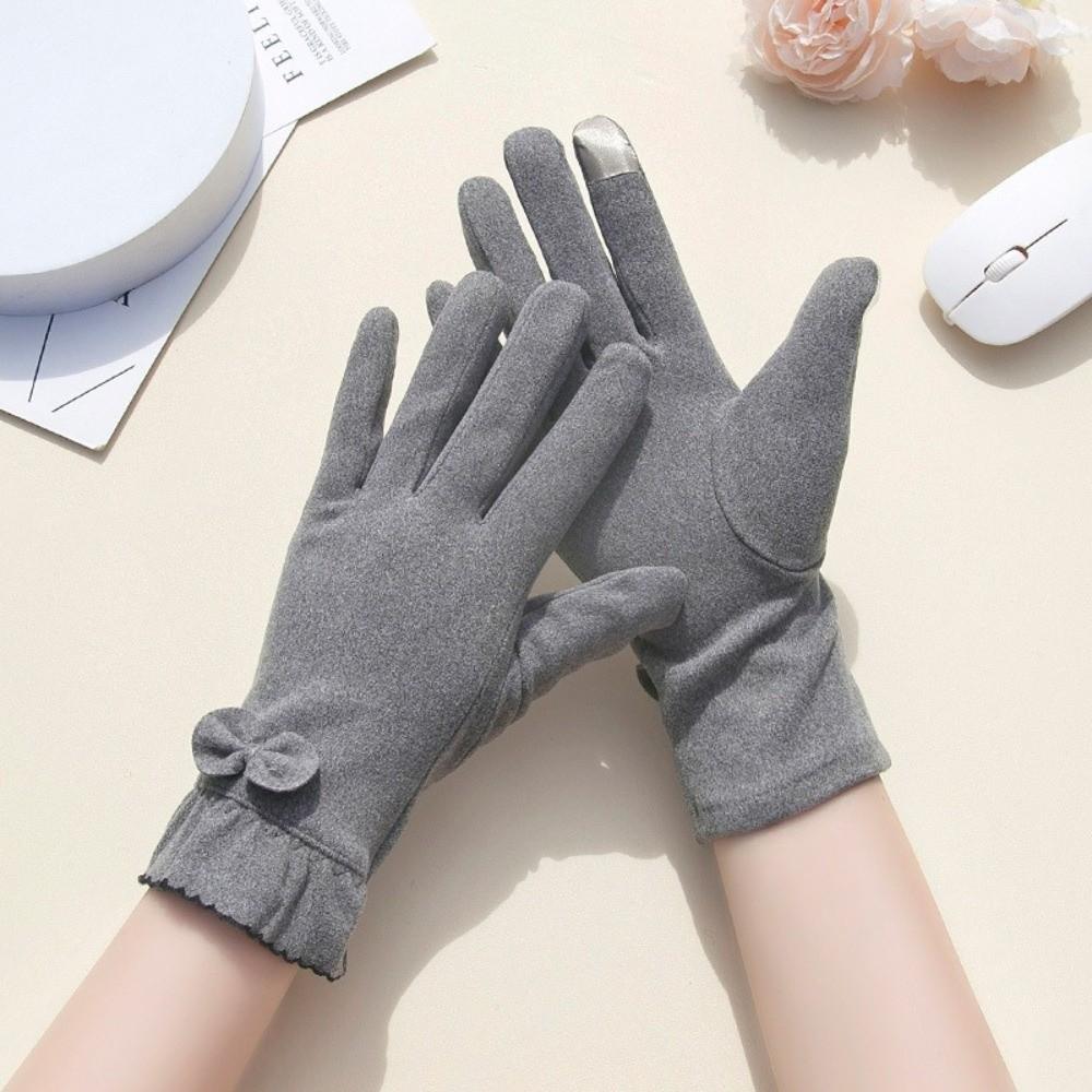 Full Finger Gloves Thickened Winter Mittens Temperament Suede Velvet Gloves Ladies