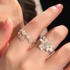 Unique Delicate Flower Opening Adjustable Rings for Women Silver Color Minimalist Finger Engagement Jewelry Female Gift