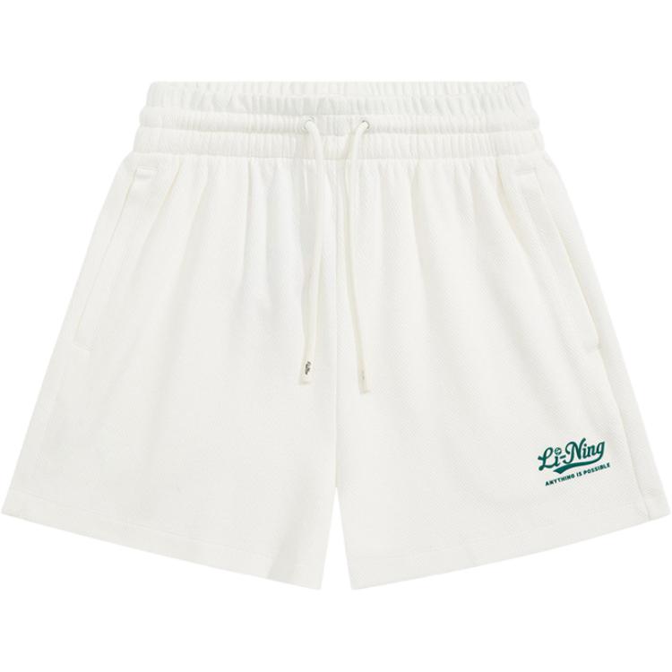Li Ning Sports Lifestyle Series Loose Simple Versatile Comfortable Casual Five-Point Sports Shorts Women Shorts Off-White AKSU530-3